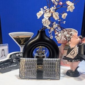 RARE Salvatore Ferragamo Long Croc Embossed Leather Wallet